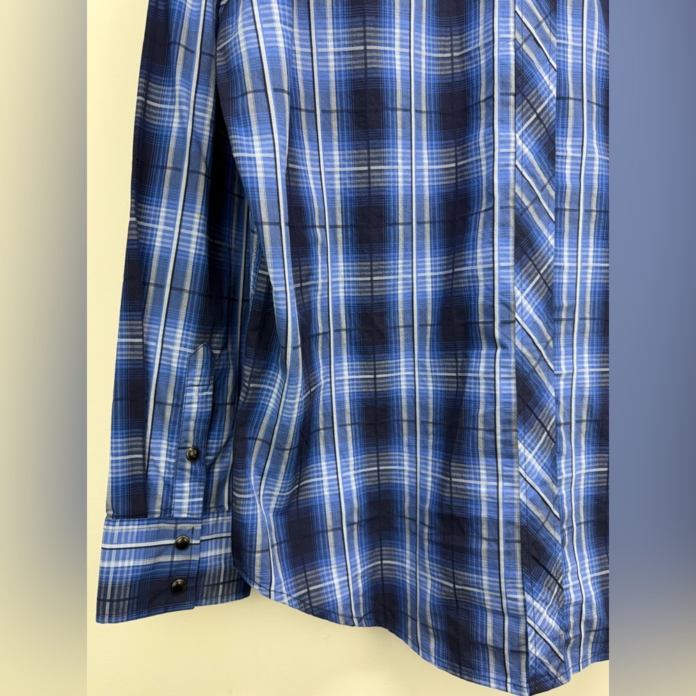 Rock & Roll Cowboy size XL Men’s Blue Plaid Pearl Snap Long Sleeve Western Shirt - Picture 9 of 9